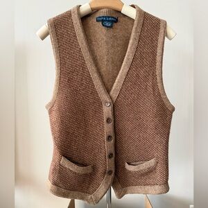 Ralph Lauren Vintage Wool and Cashmere Two-Tone Brown Button Vest